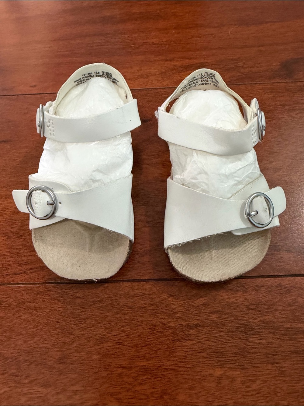 Old Navy White Cork Footbed Kids Sandals with Gold Accent Size 12-18M - Picture 4 of 10